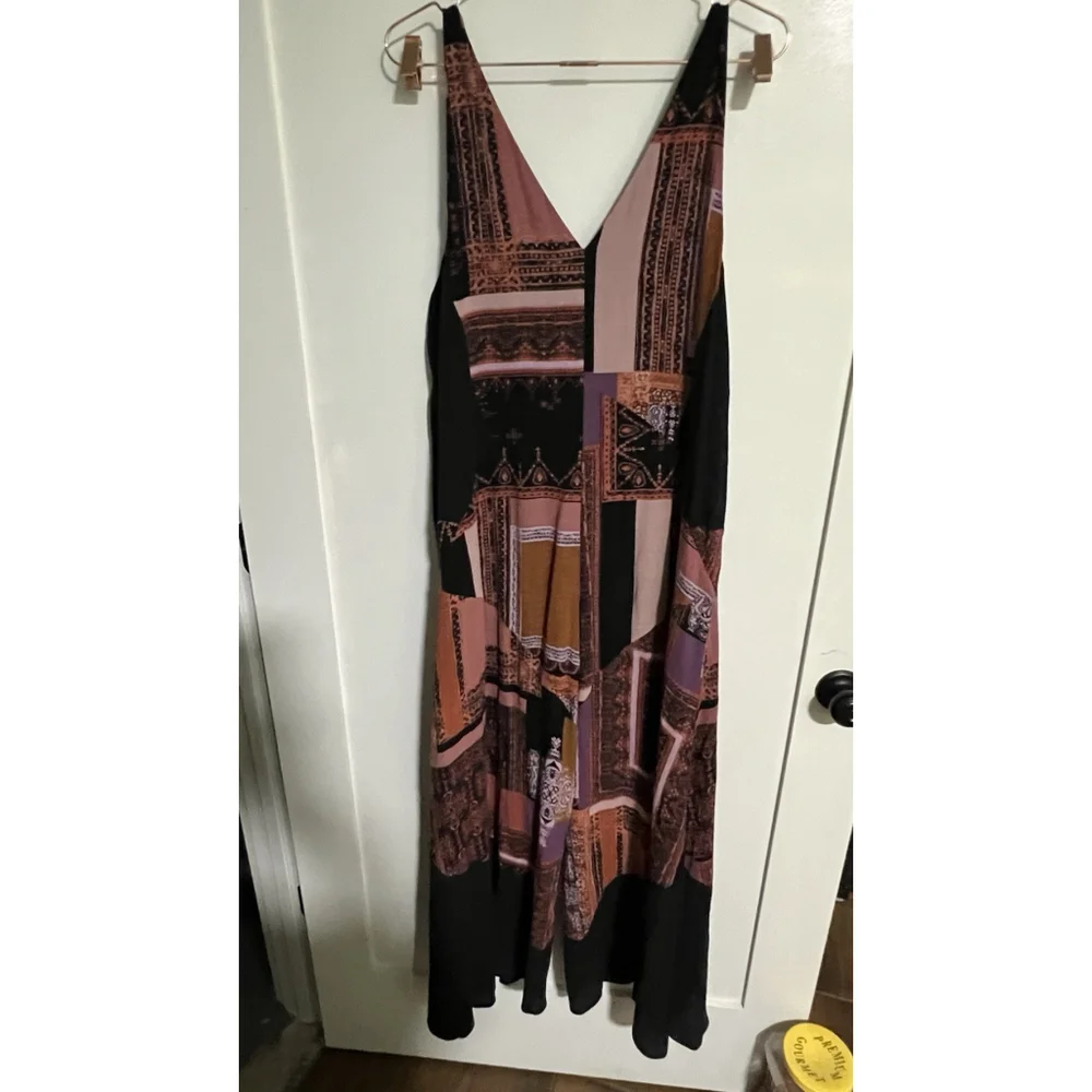Free People All Patched Up Wide Leg Jumpsuit Patchwork V-Neck Womens‎ Size XS